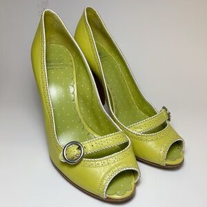 Moschino Lime Green Peep Toe Heels